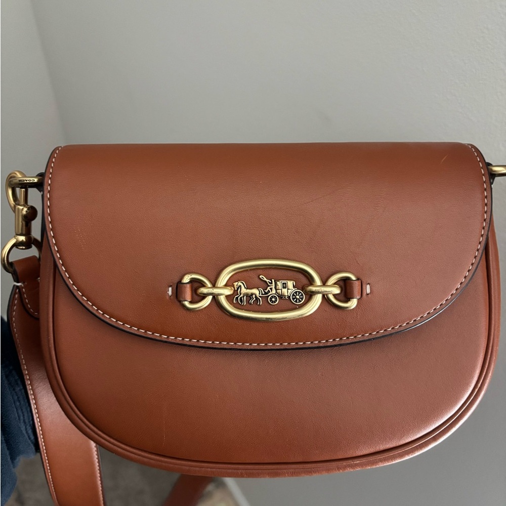 Coach Harley Tan Leather Crossbody Bag with Gold Hardware